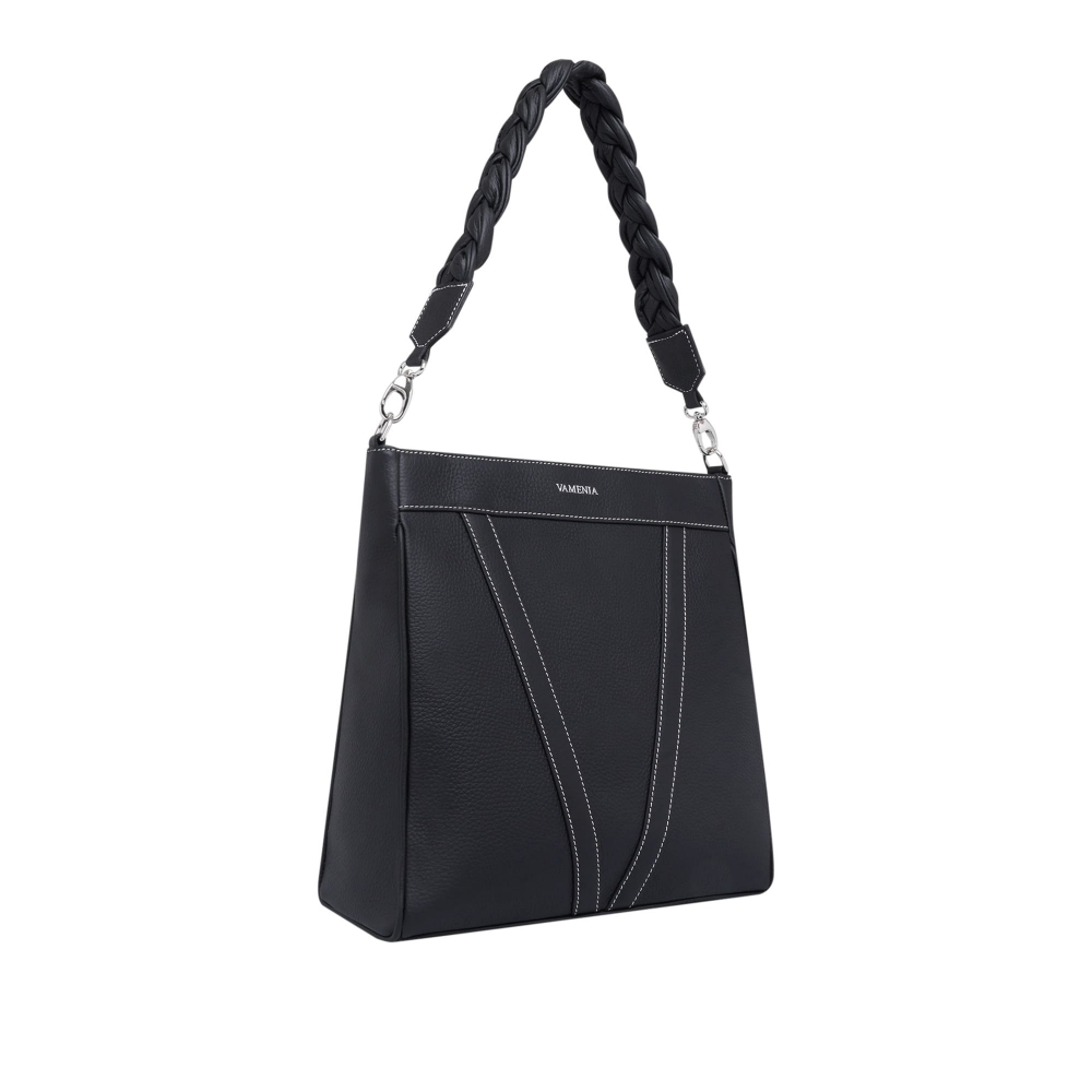 Shopper mit Magnetverschluss aus Kalbsleder Schwarz