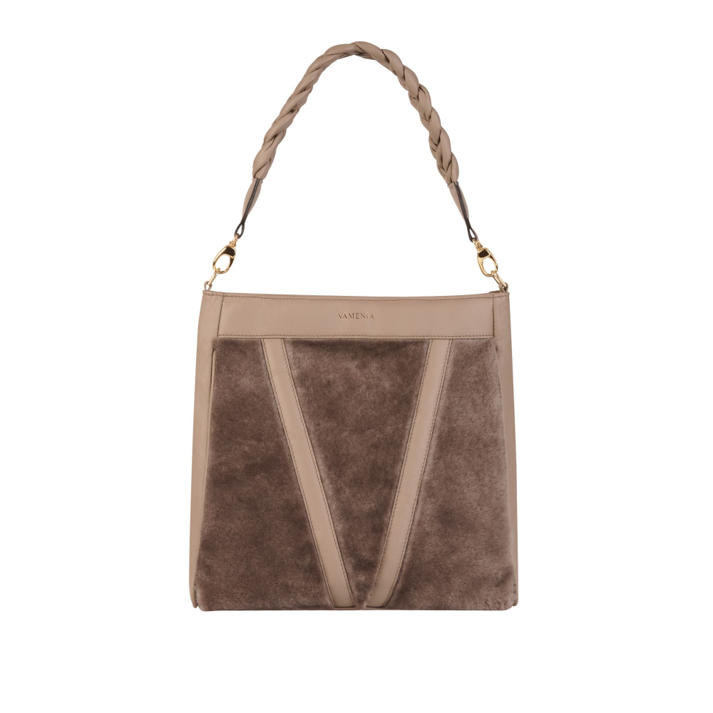 Große Shopper aus Lammfell in Beige -DIANA-