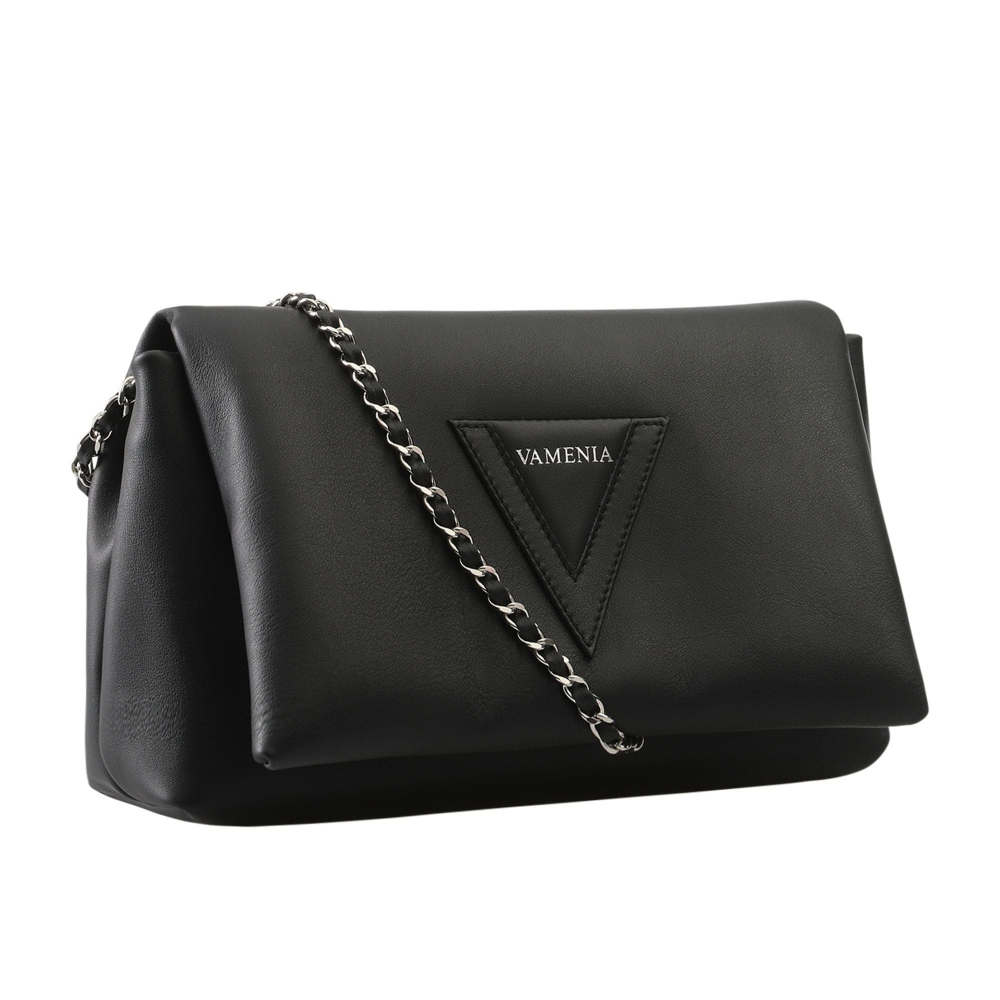 Schultertasche aus Kalbsleder schwarz EPONA Midi