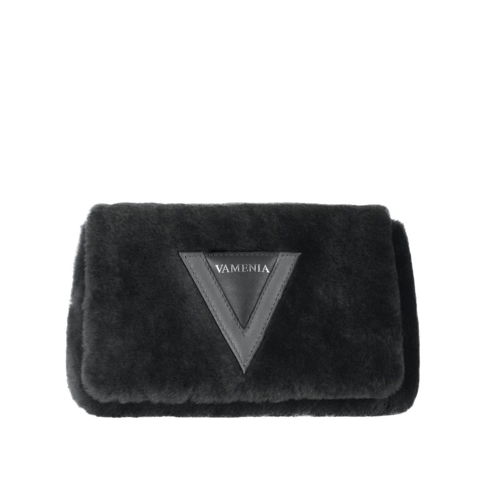 Crossbody Bag aus Lammfell in anthrazit -EPONA- MINI