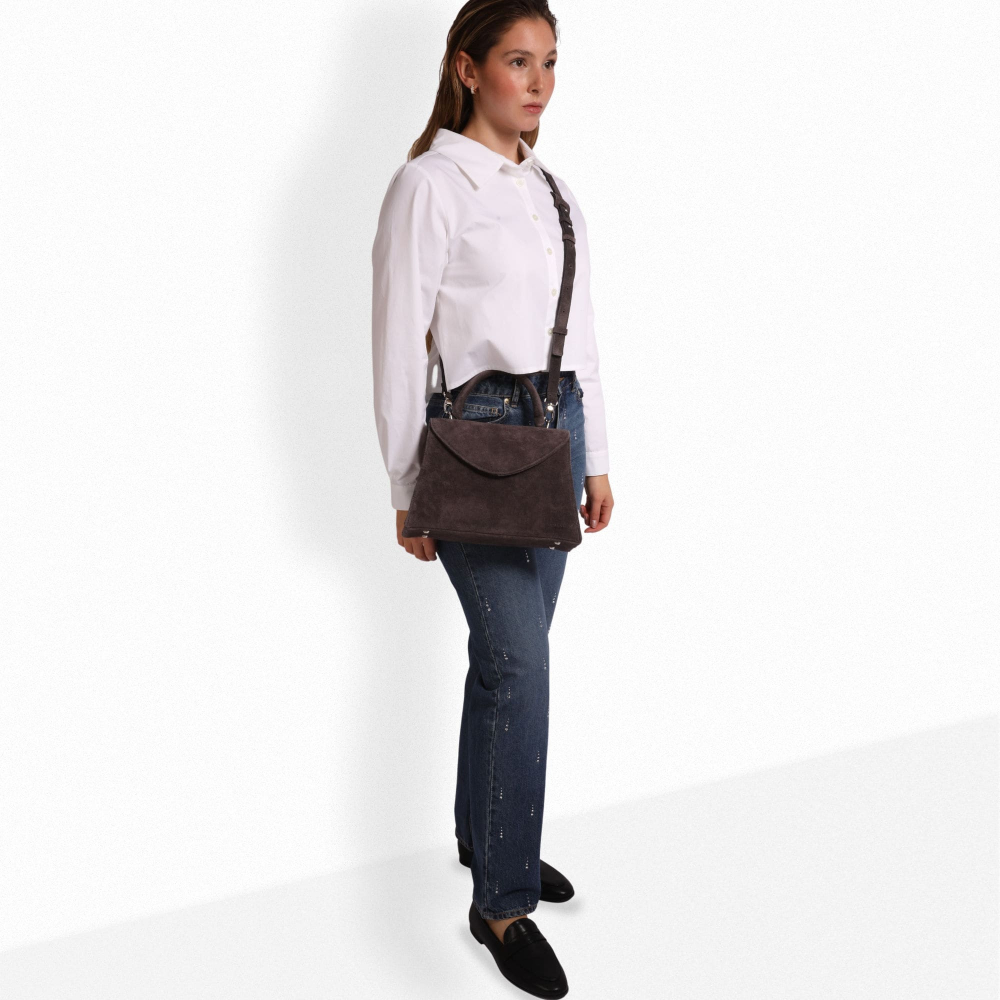 Henkeltasche mit Umhängegurt aus Wildleder