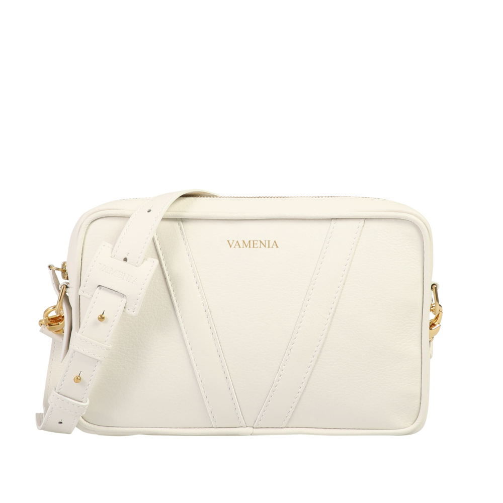 Small Shoulder Bag made of calfskin white -MONETA-