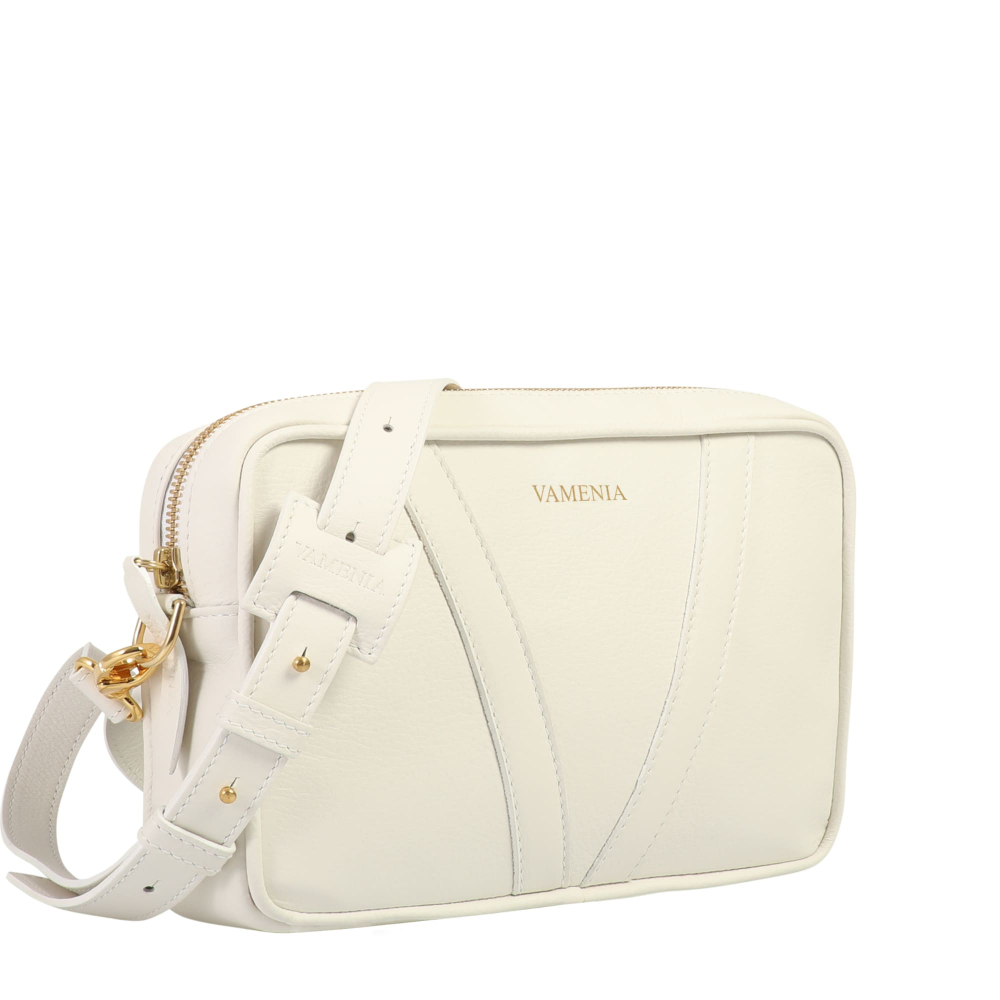 Small Shoulder Bag made of calfskin white -MONETA-