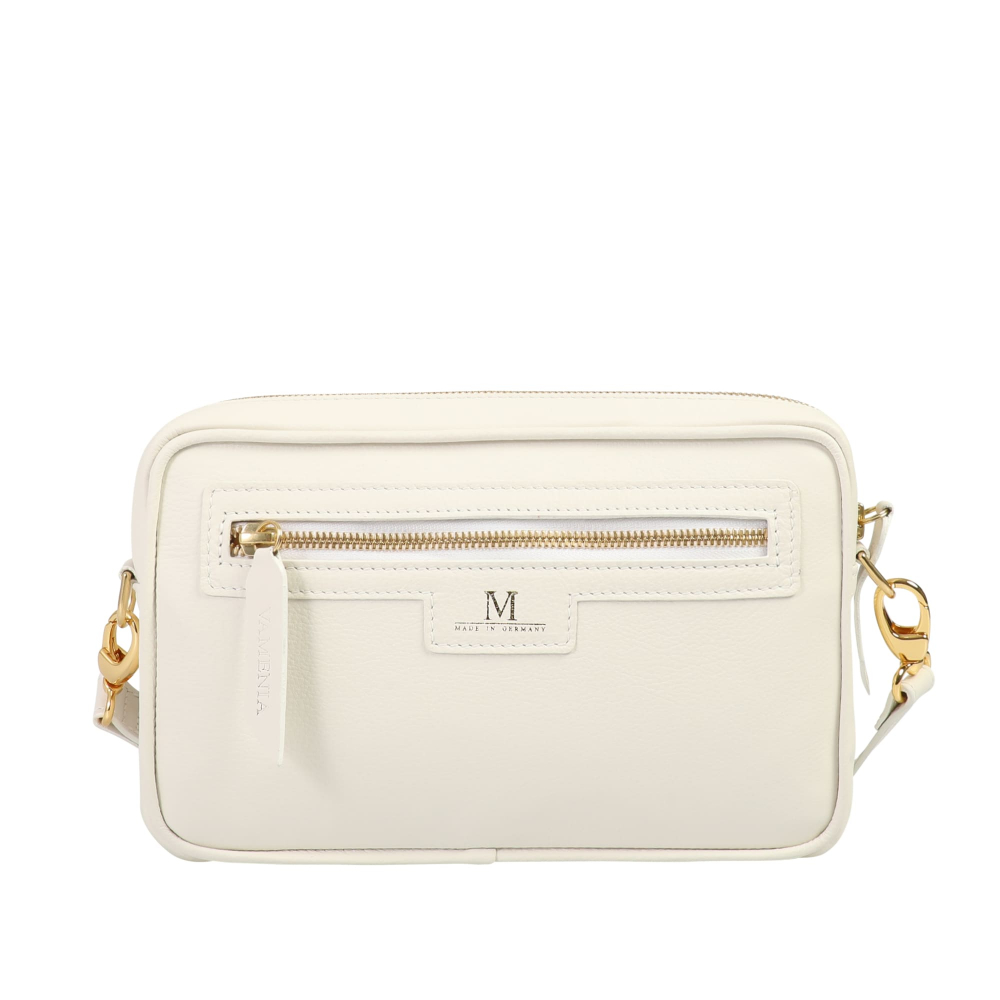Small Shoulder Bag made of calfskin white -MONETA-
