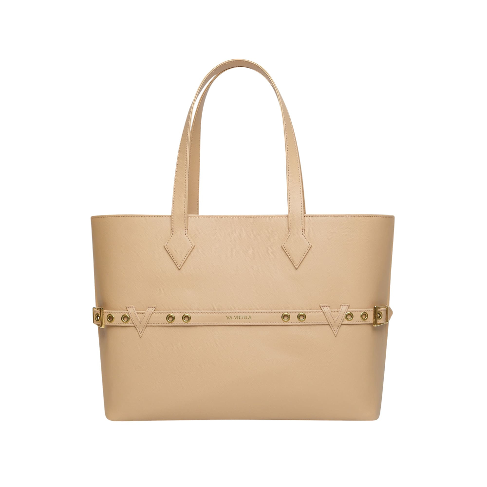 Shopper Tasche Saffiano Leder Ecru