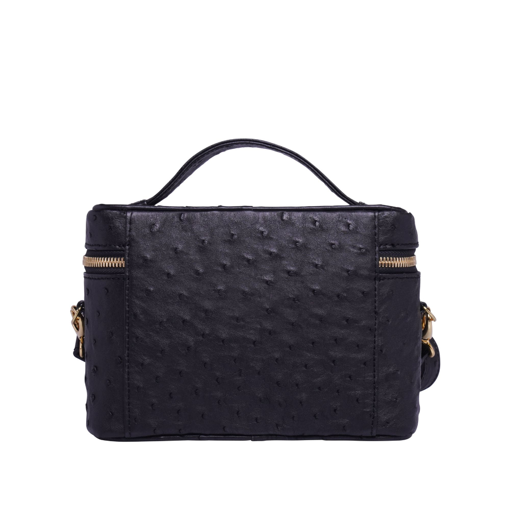 Shoulder bag made of black ostrich leather