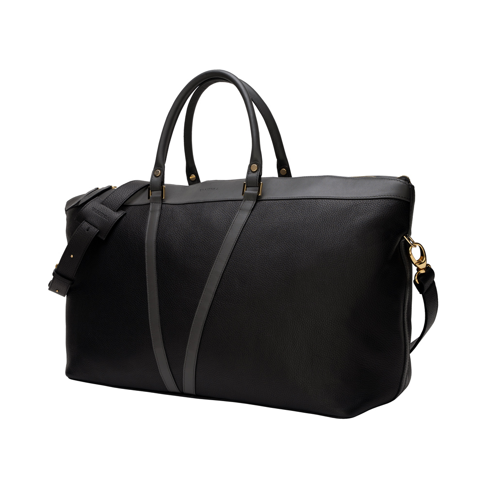 Travel bag made of calfskin black gray-VIRTUS-