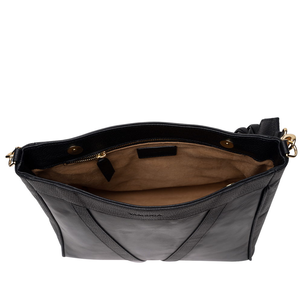 Shopper mit Magnetverschluss aus Kalbsleder Schwarz -DIANA-