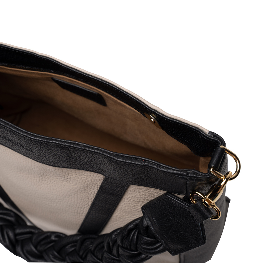 Große Shopper mit Magnetverschluss aus Kalbsleder Beige -DIANA-