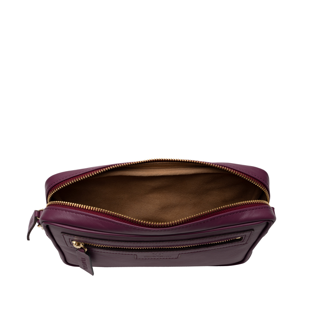 Kleine Umhängetasche aus Kalbsleder Magenta -MONETA-
