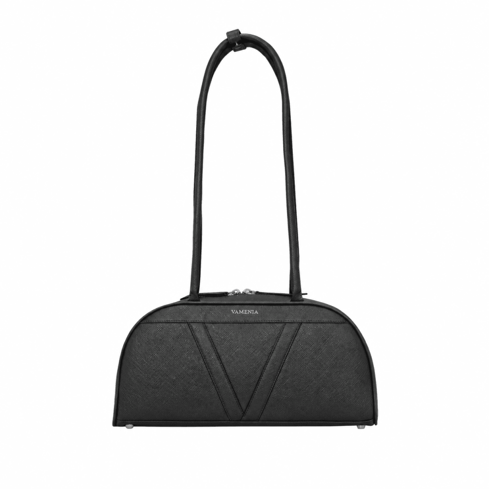 Schultertasche aus Saffiano Leder Schwarz