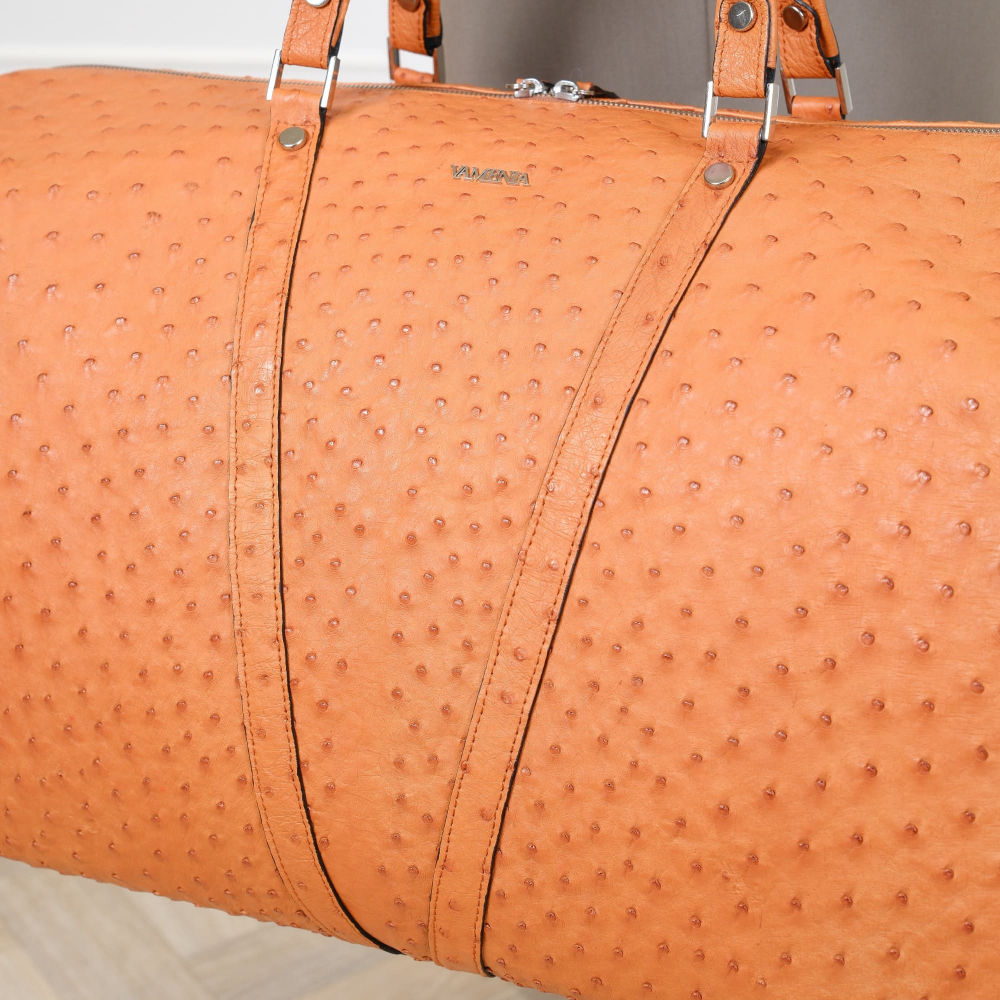 Reisetasche aus Straußenleder Cognac