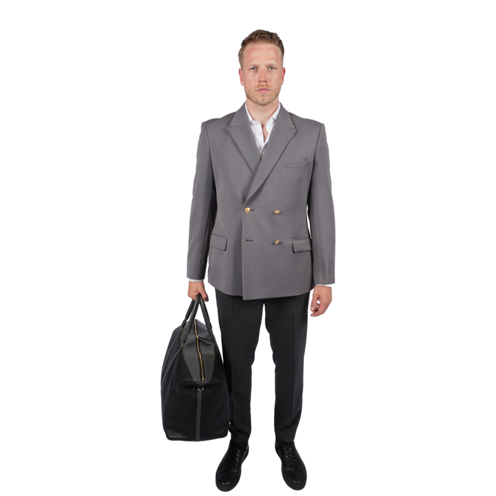 Travel bag made of calfskin black gray-VIRTUS-