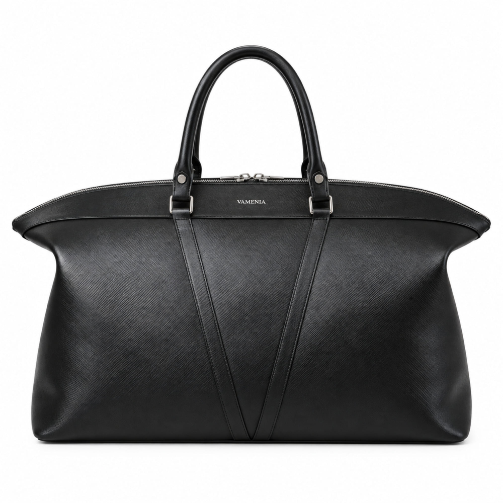 Reisetasche aus Saffianoleder Schwarz