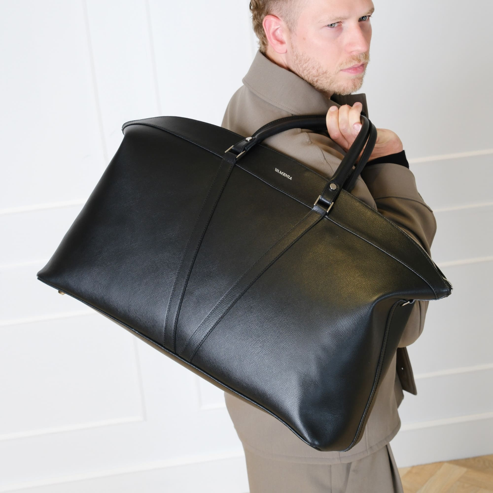 Reisetasche aus Saffianoleder Schwarz