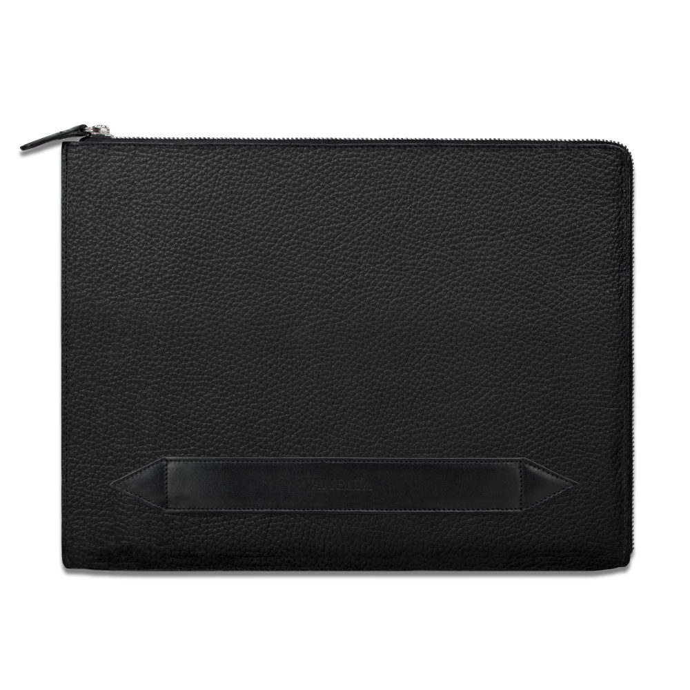 Pochette aus schwarz genarbtem Kalbsleder 5 cc -NOX- 