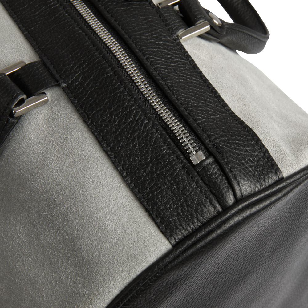 Travel bag M gray velour leather -MERKUR- Limited 1/555 -