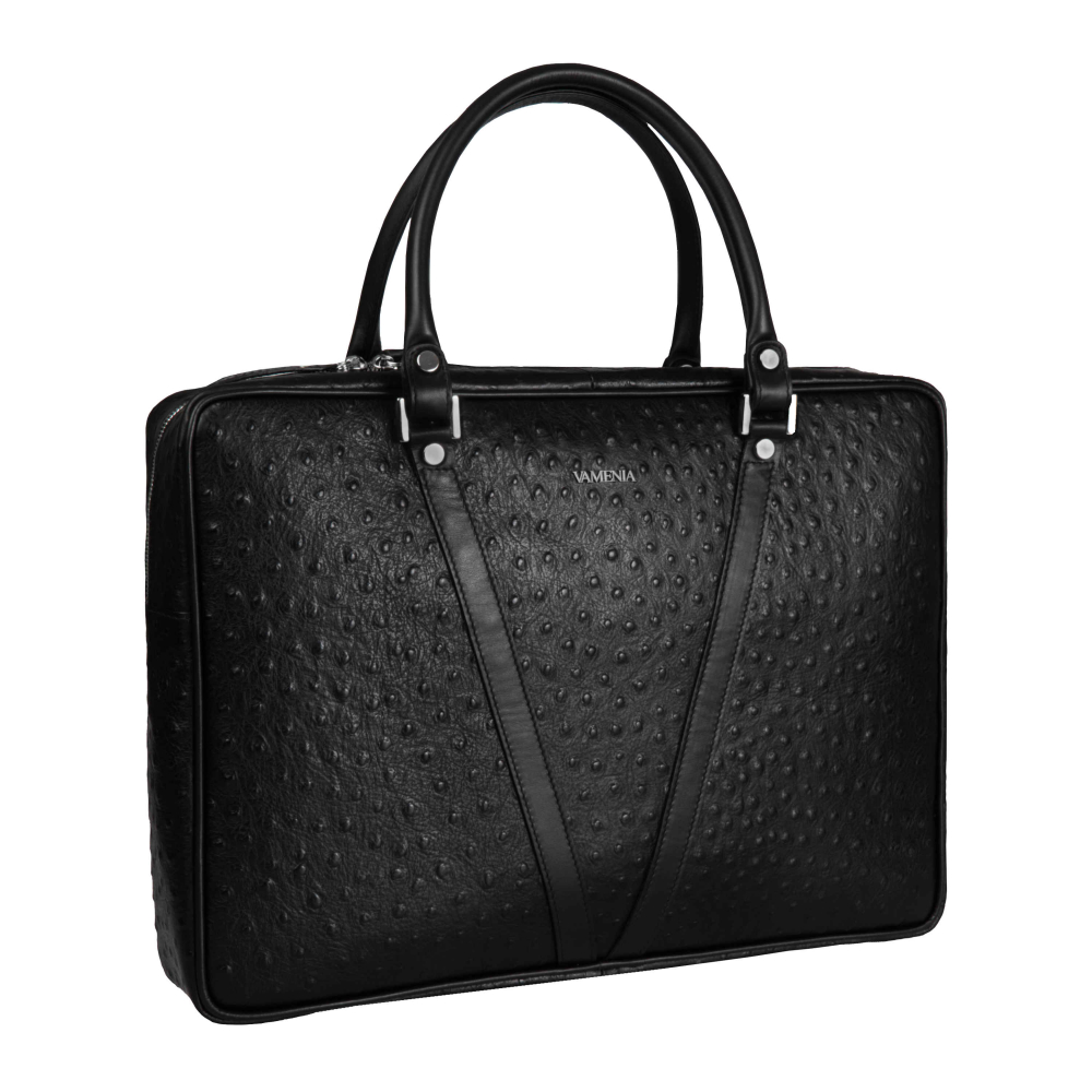 Briefcase made of calfskin black